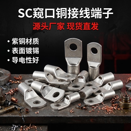 Copper nose SC peephole copper wire terminal, purple copper national standard copper tube terminal, copper wire ear