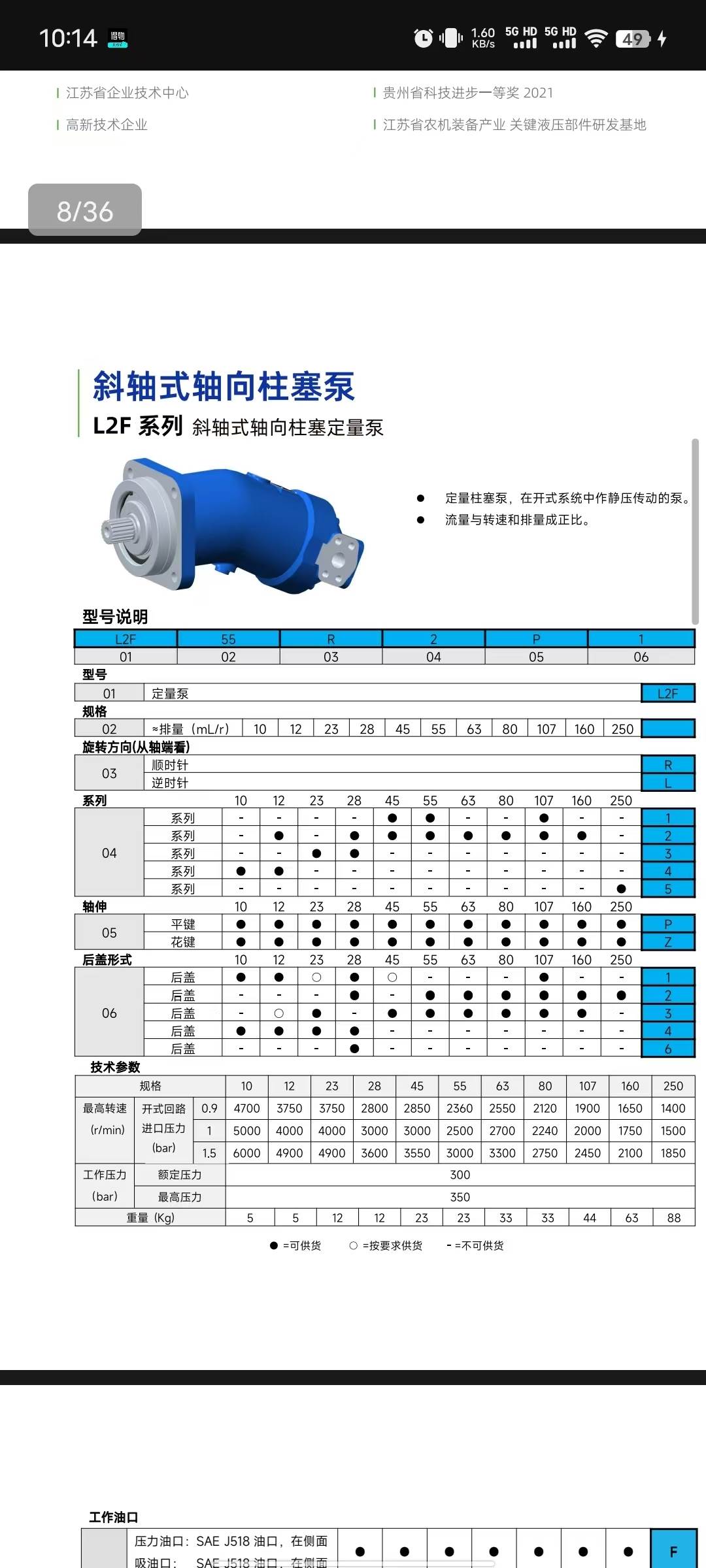 L2F系列斜轴式轴向柱塞泵高压大流量液压动力源