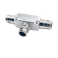 M12-5芯Y型T型分线器 一公转两母信号分支接线盒