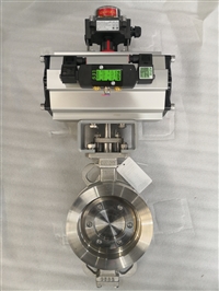 ASCO电磁阀控制DN150气动不锈钢蝶阀 双作用执行器带限位开关