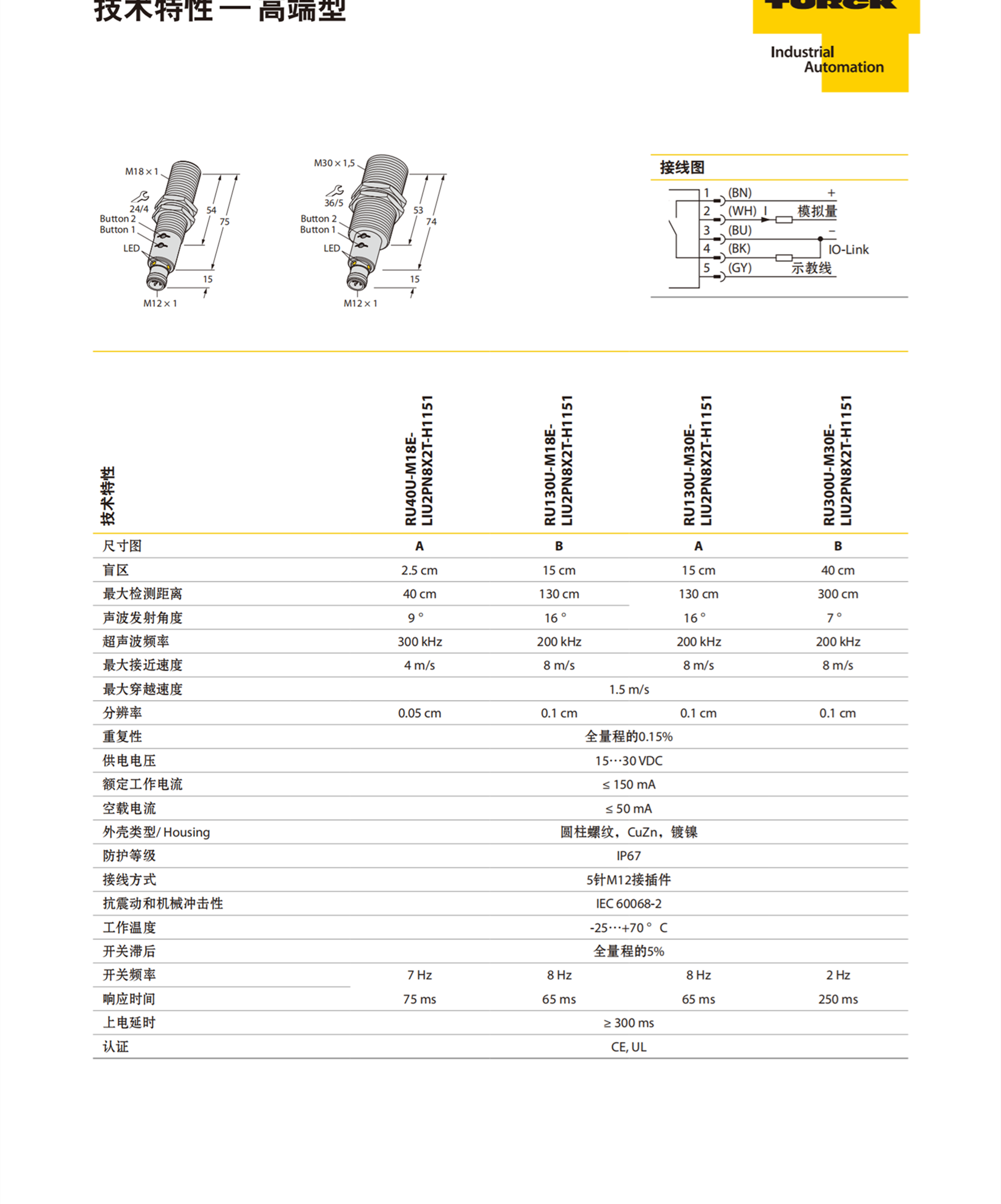 TURCK超声波接近开关使用方法FCS-G1/2A4P-LIX-H1141/D037