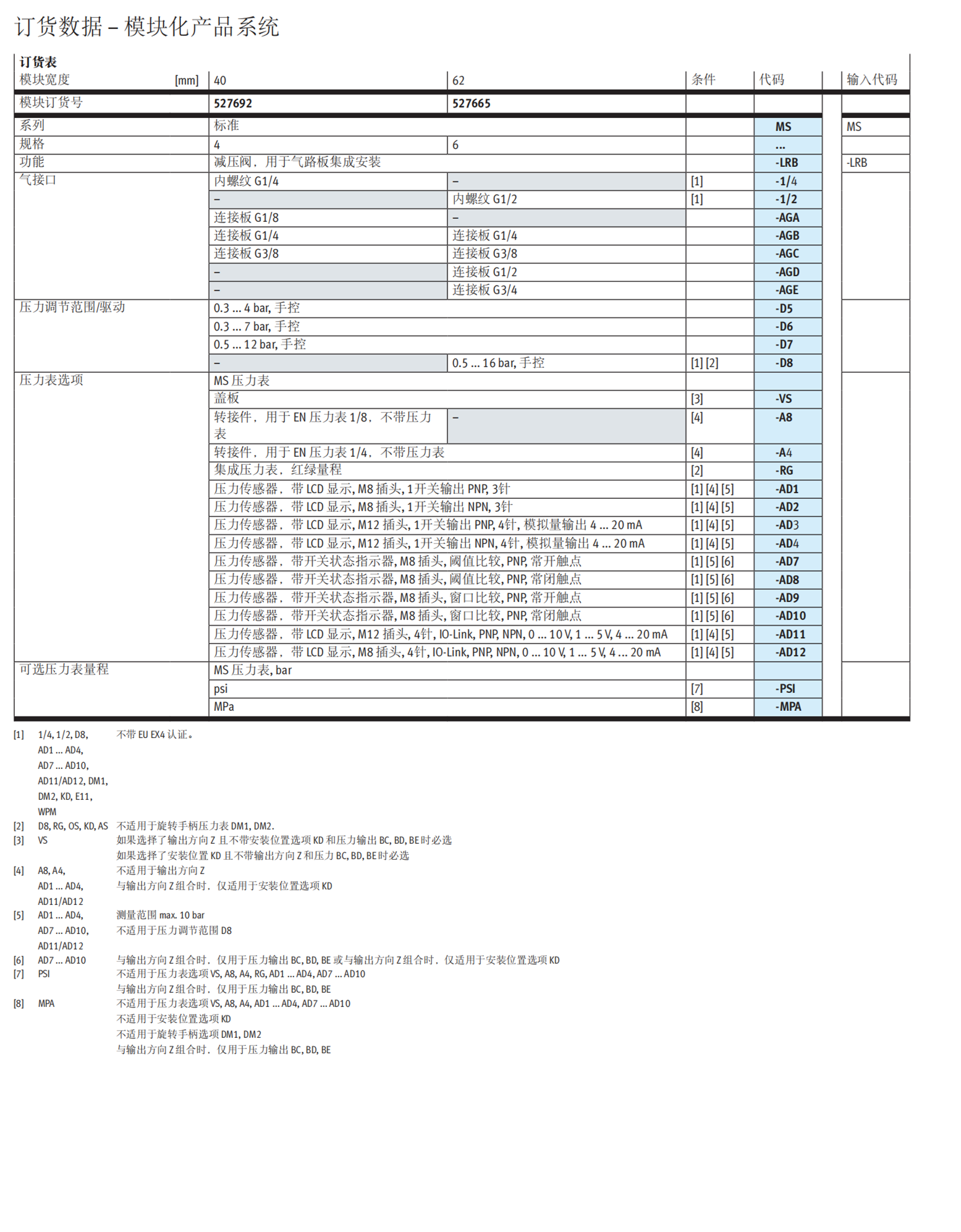 德国FESTO气源处理装置组合MSB6-3/8-FRC5:J1M1