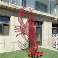 不锈钢龙虾雕塑定制 编织发光动物雕塑景观摆件