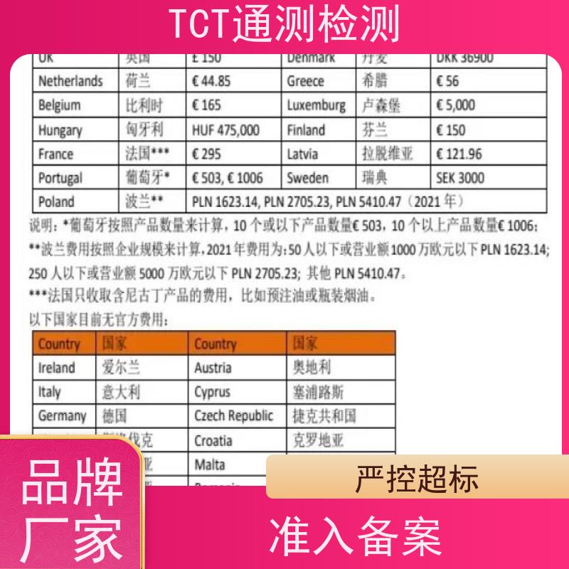 EU-CEG备案 欧盟TPD合规检测 CNAS CMA