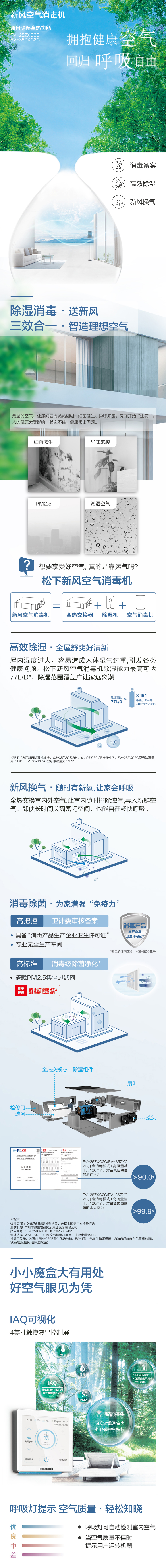 北京松下新风除湿消毒一体机全热交换器FV-25ZXC2C