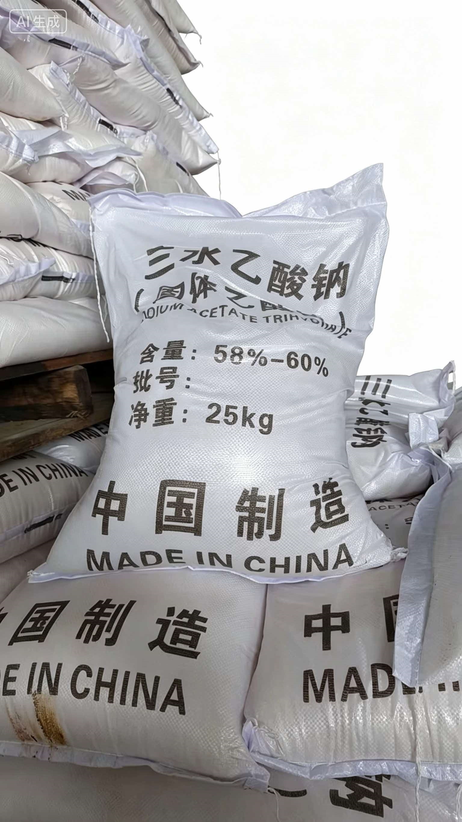 工业级三水乙酸钠58%-60%含量 25kg袋装污水处理碳源结晶固体