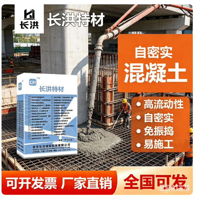 长洪特材C30-C80高强自密实混凝土免振捣高流动性灌浆料25kg袋装