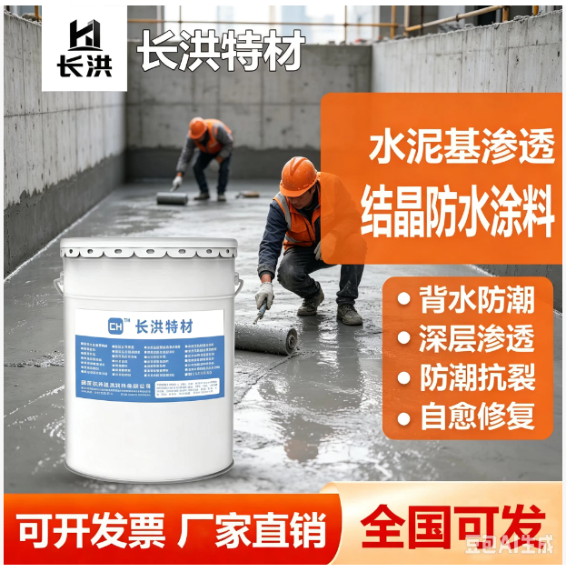 长洪特材水泥基渗透结晶防水涂料 背水防潮深层渗透抗裂修复