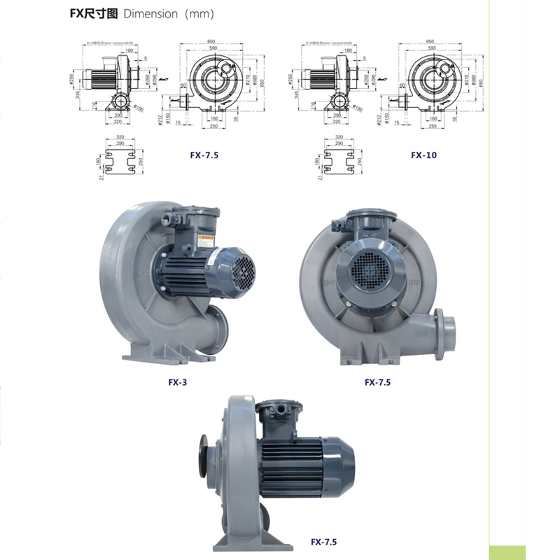 FX-3低浓度燃气输送防爆风机2.2KW吹吸两用防爆中压鼓风机