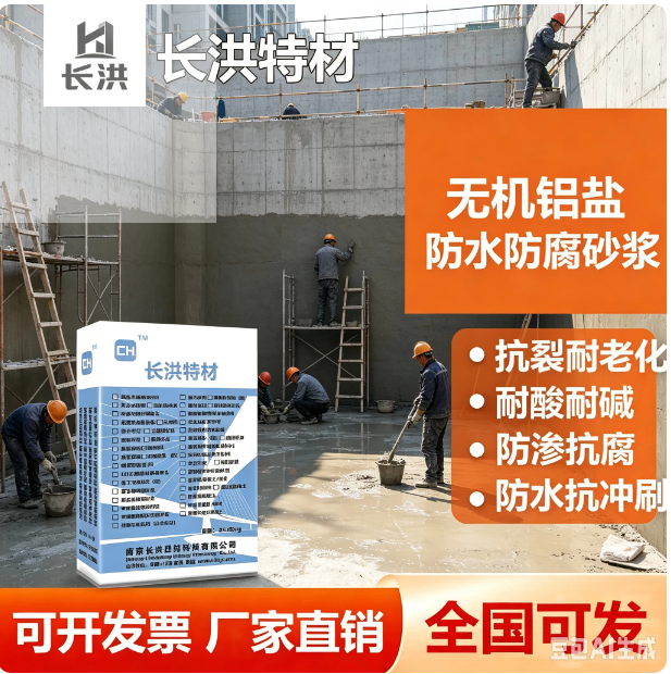 长洪特材无机铝盐防腐防水砂浆 抗裂耐老化混凝土结构修补材料