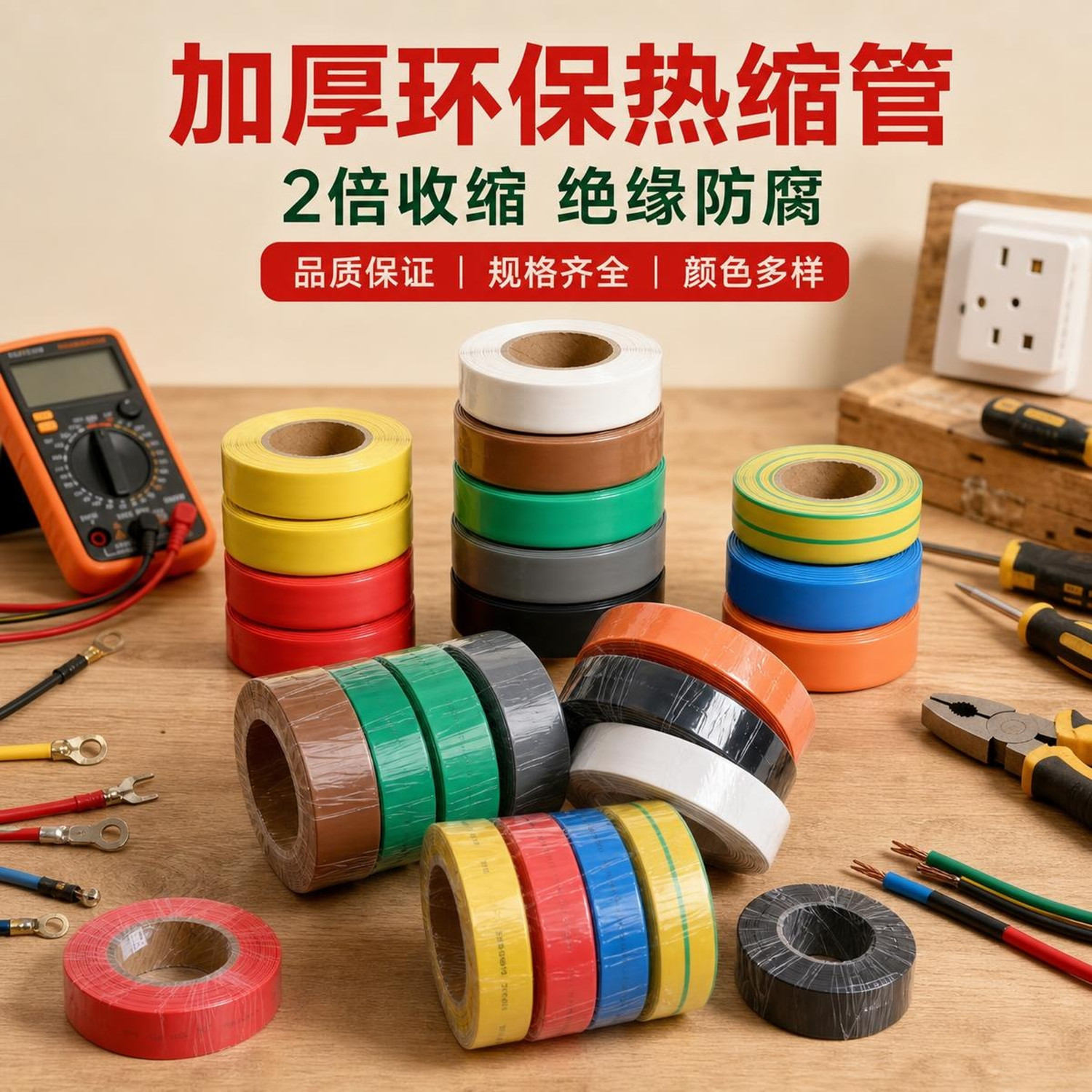 热缩管加厚1KV绝缘细套管两倍收缩高压10KV母排铜排橙色新能源用