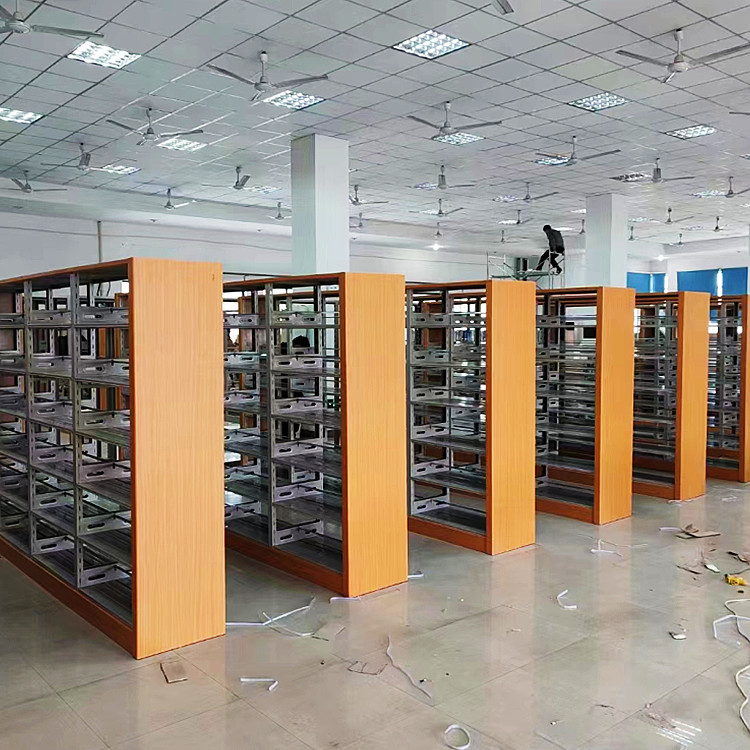 钢制简约双面书架防火板图书馆置物架阅览室书籍架工厂